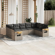 Loungeset 9-delig poly rattan grijs