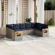 Loungeset 9-delig poly rattan grijs