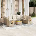 10-Delige Loungeset Met Kussens Poly Rattan Beige