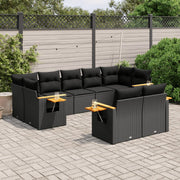 Loungeset 9-delig poly rattan zwart