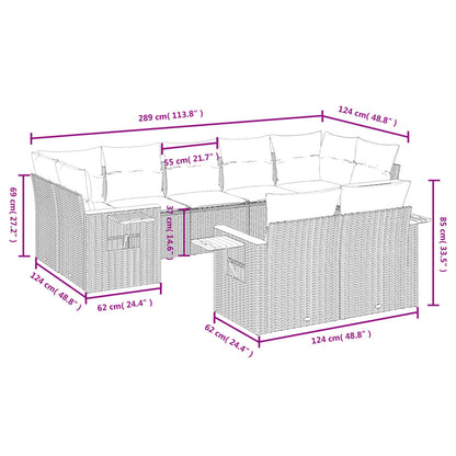 9-Delige Loungeset Met Kussens Poly Rattan Beige
