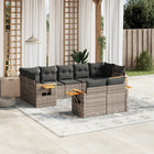 9-Delige Loungeset Met Kussens Poly Rattan Grijs