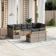 Loungeset 9-delig poly rattan grijs