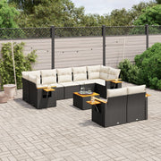Loungeset 10-delig poly rattan zwart