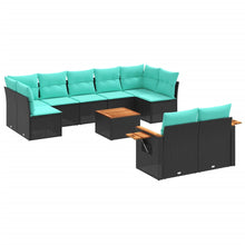 10-Delige Loungeset Met Kussens Poly Rattan Zwart