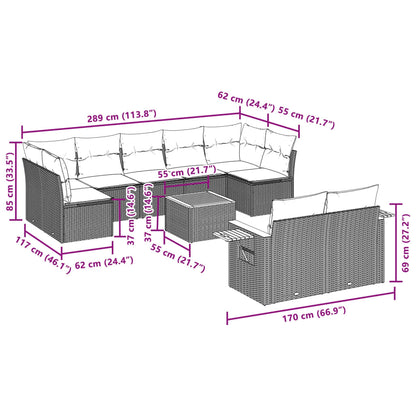 10-Delige Loungeset Met Kussens Poly Rattan Zwart