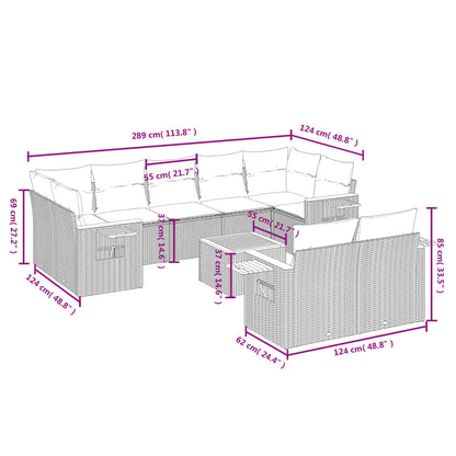 10-Delige Loungeset Met Kussens Poly Rattan Beige