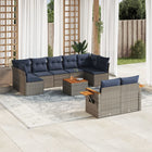 10-piece Lounge Set with Cushions Poly Rattan Grey