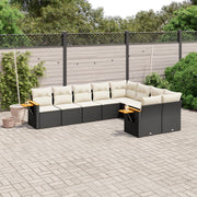 Loungeset 9-delig poly rattan zwart