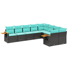 9-Delige Loungeset Met Kussens Poly Rattan 1 Zwart