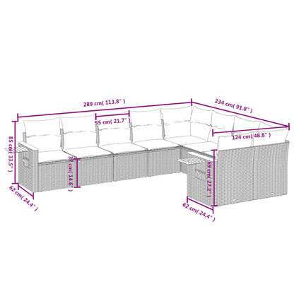 9-Delige Loungeset Met Kussens Poly Rattan 1 Zwart