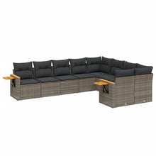 9-Delige Loungeset Met Kussens Poly Rattan Grijs