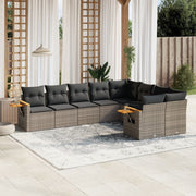 Loungeset 9-delig poly rattan grijs