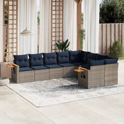 Loungeset 9-delig poly rattan grijs