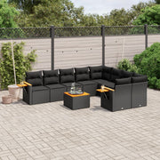 Loungeset 10-delig poly rattan zwart