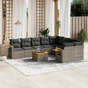 Loungeset 10-delig poly rattan grijs
