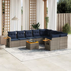 10-piece Lounge Set with Cushions Poly Rattan Grey