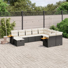 10-Delige Loungeset Met Kussens Poly Rattan Zwart