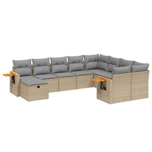 10-Delige Loungeset Met Kussens Poly Rattan Beige