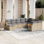 Loungeset poly rattan 10-delig beige