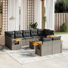 10-Delige Loungeset Met Kussens Poly Rattan Grijs