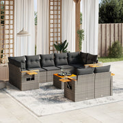 Loungeset 10-delig poly rattan grijs