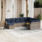 10-piece Lounge Set with Cushions Poly Rattan Grey