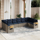 10-piece Lounge Set with Cushions Poly Rattan Grey
