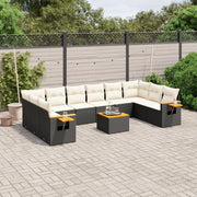 Loungeset 11-delig poly rattan zwart