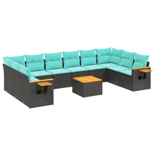 1 Loungeset Met Kussens Poly Rattan Zwart