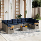 11-piece Loungeset with cushions poly rattan grey