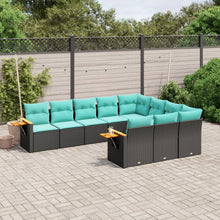 10-Delige Loungeset Met Kussens Poly Rattan Zwart