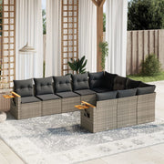 Loungeset poly rattan grijs 10-delig