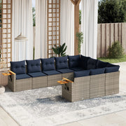 Loungeset 10-delig poly rattan grijs
