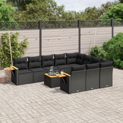 Loungeset 11-delig poly rattan zwart