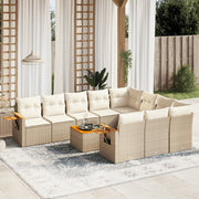 Tuinset poly rattan 11-delig beige met kussens
