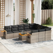 Loungeset 11-delig poly rattan grijs