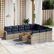 11-piece Loungeset with cushions poly rattan grey