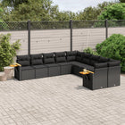 10-Delige Loungeset Met Kussens Poly Rattan Zwart