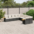 10-Delige Loungeset Met Kussens Poly Rattan Zwart