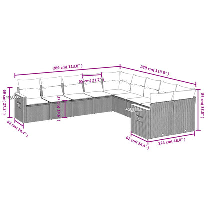10-Delige Loungeset Met Kussens Poly Rattan Beige