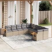 Loungeset 10-delig poly rattan beige