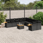 Loungeset 11-delig poly rattan zwart