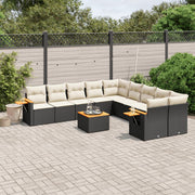 Loungeset 11-delig poly rattan zwart