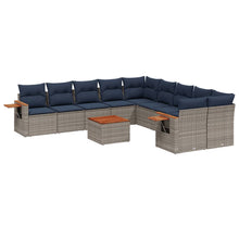 11-delige Loungeset met kussens poly rattan grijs