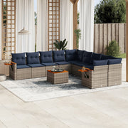 Loungeset 11-delig poly rattan grijs