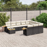Loungeset 11-delig poly rattan zwart