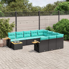 Loungeset poly rattan 11-delig zwart
