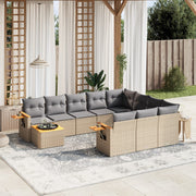 Tuinset 11-delig poly rattan beige met kussens