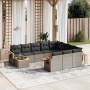 Loungeset poly rattan grijs 11-delig